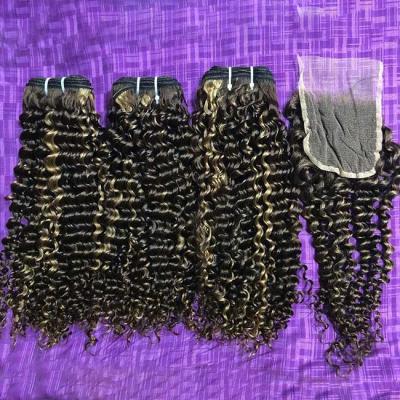 Cor destacada Cútica virgem brasileira alinhada Curvas de mijo Extensão de cabelo, duplo desenho Pixie Curl Pacotes de cabelo humano