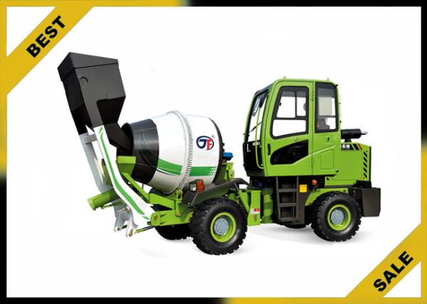 1.5 Cbm Mobile Mixer Truck Water Implement Automatic , Reverse Rotation Mobile Concrete Mixer