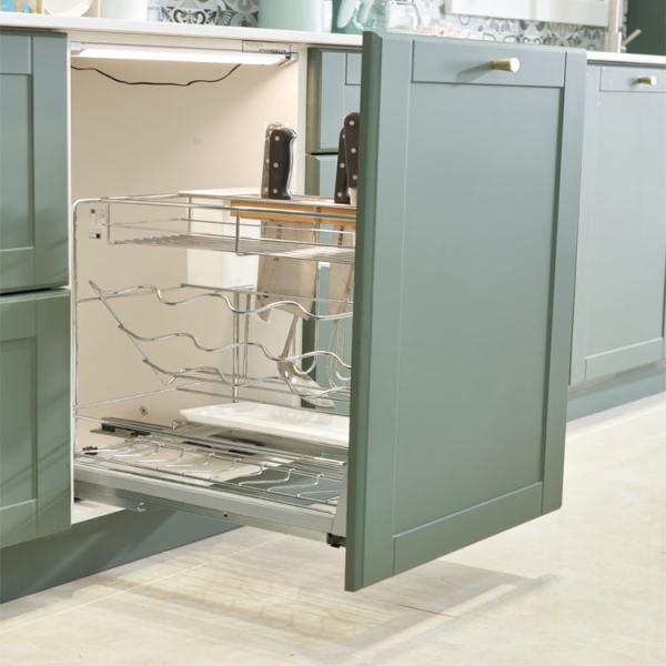 Modern Matcha Color Solid Wood In Shaker Design Modular Kitchen Cabinets