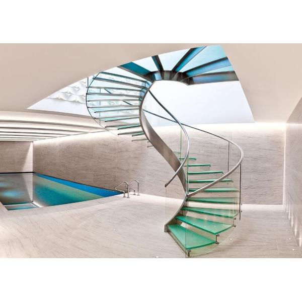 Tempered Glass Space Saving Spiral Staircase , Decorative Loft Spiral Staircase