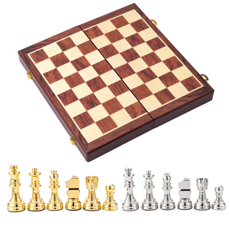 Luxury Aluminum Alloy Metal Chess Set with Foldable Design for Competition and Decor