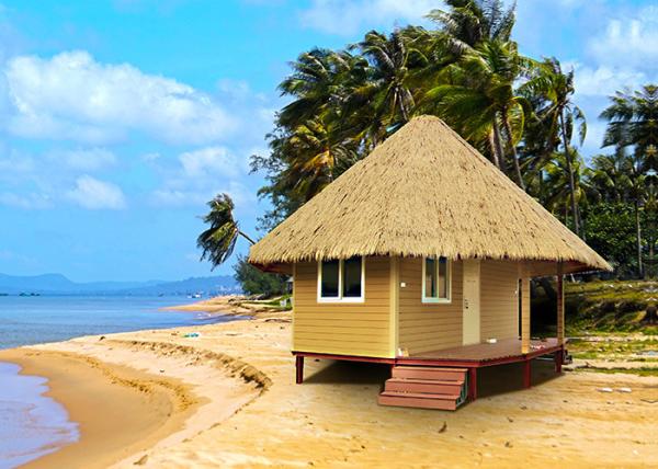 O sistema claro da armação de aço pré-fabricou o bungalow de madeira de Overwater do bungalow