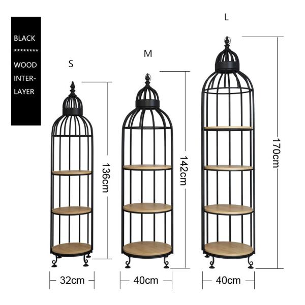 Interior Decoration Metal Display Racks And Stands Creative Bird Cage Shape Flower Shelf
