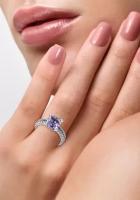 Amatista y Sapphire Cable Ring With blanca 925 Sterling Silver