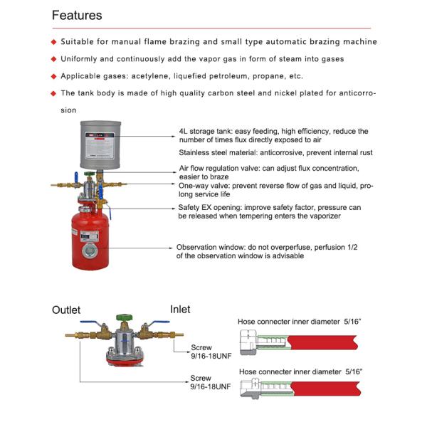 Hot Sale Gas Flux Vaporizer Tank Carbon Steel Gas Mixer Flux Device for liquid flux Ideal HVAC brazing equipment