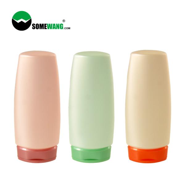 Бутылка 200ml PE пользы шампуня пластиковая подгоняла плоскую бутылку выжимкы с крышкой сальто верхней