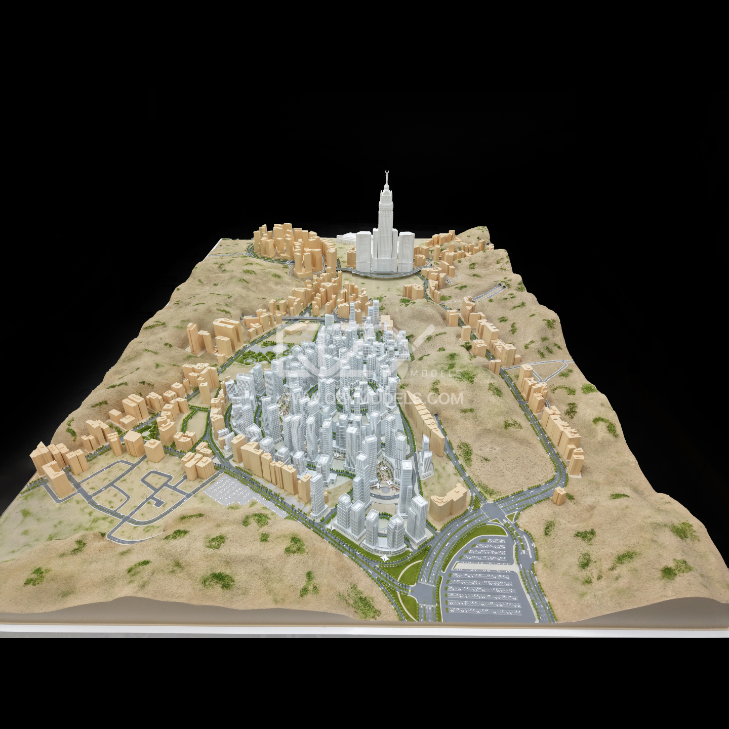 1:500 Scale Mecca Mathaba Urban Planning Sand Table with Conceptual Minimalism Style and Warm Lighting
