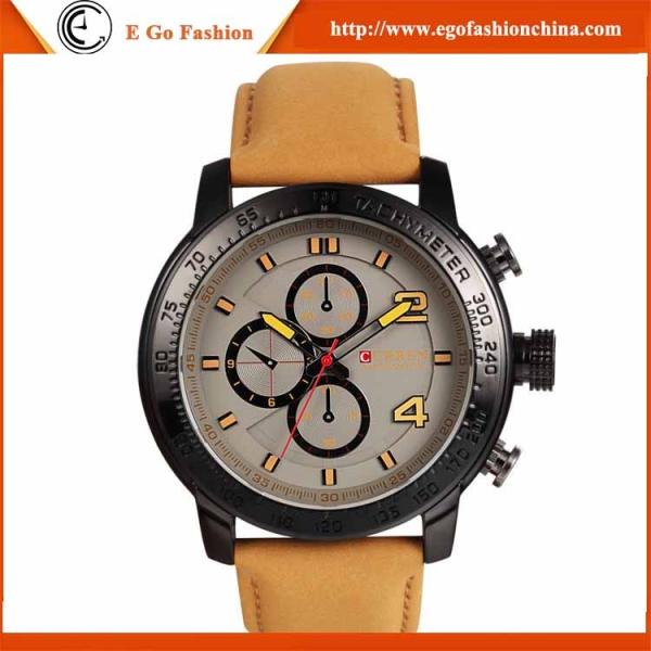 CURREN Watch 8190 3 Knobs Subdial Watches Sports Watch Quartz Analog Watch Leather Watch