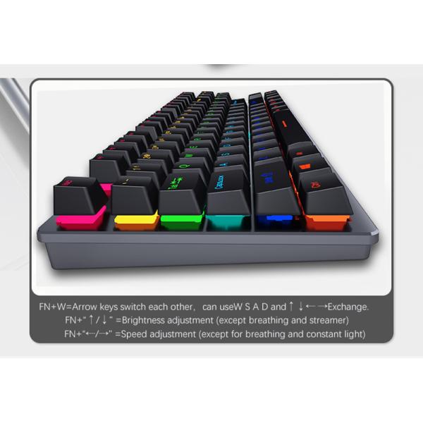 87 Keys Double Injection Keycap Red Axis Wired Keyboard With Metal Panel for Needs