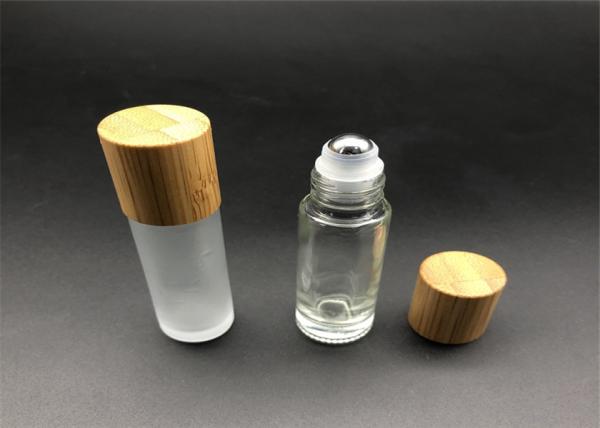 5ml 10ml XFRB-015 Glass Roller Bottles With Bamboo Cap Stainless Steel Ball