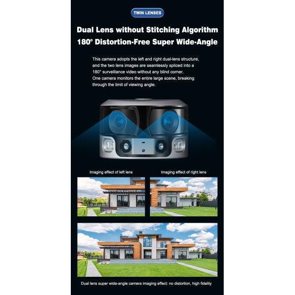 Eight Million Horizontal Articulation Outdoor Solar Camera Wifi Dual Lens CCTV Camera