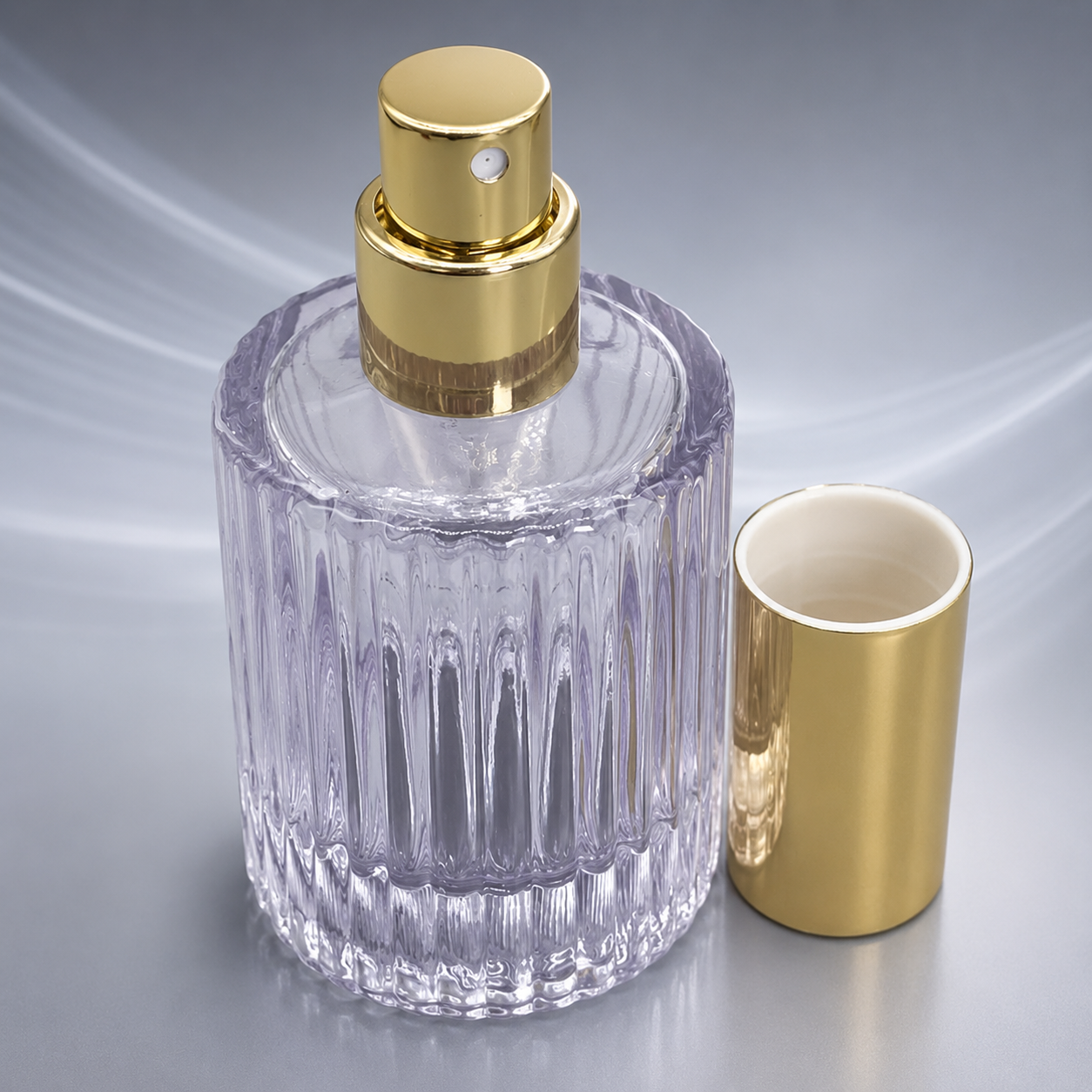 Luxury Aluminum Perfume Spray Pump with 21mm Gold Decorative Cap for Premium Fragrance Packaging