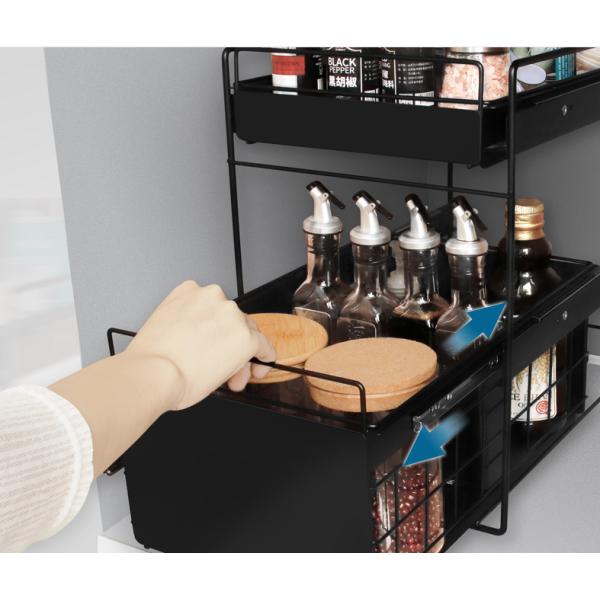 5KG Bearing 2 Tier Kitchen Organiser , Carbon Steel Seasoning Storage Rack