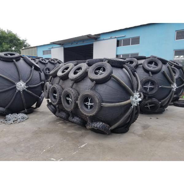 3.3*6.5m Ship Fender For STS Black Pneumatic Fender With Chain And Tire