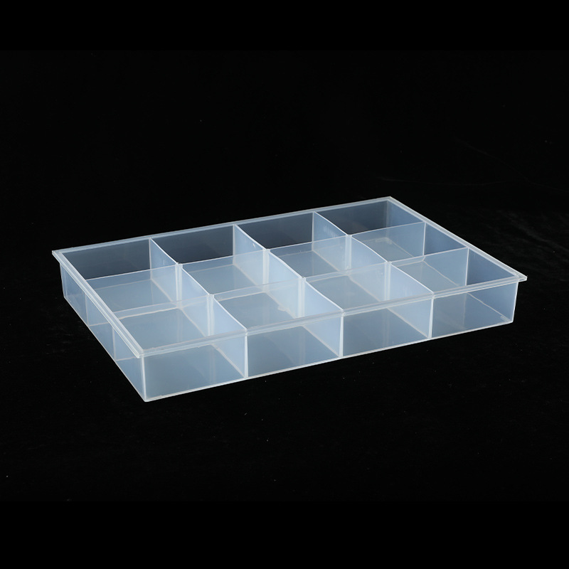 Factory Direct Modern Design 12-Grids Transparent PP Storage Box Bead Jewelry Display Case with Fixed Cover Injection Technics