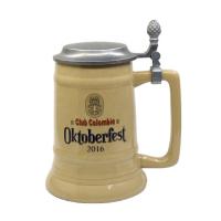 Taza de cerveza de cerámica de encargo del festival de la cerveza con la tapa del metal