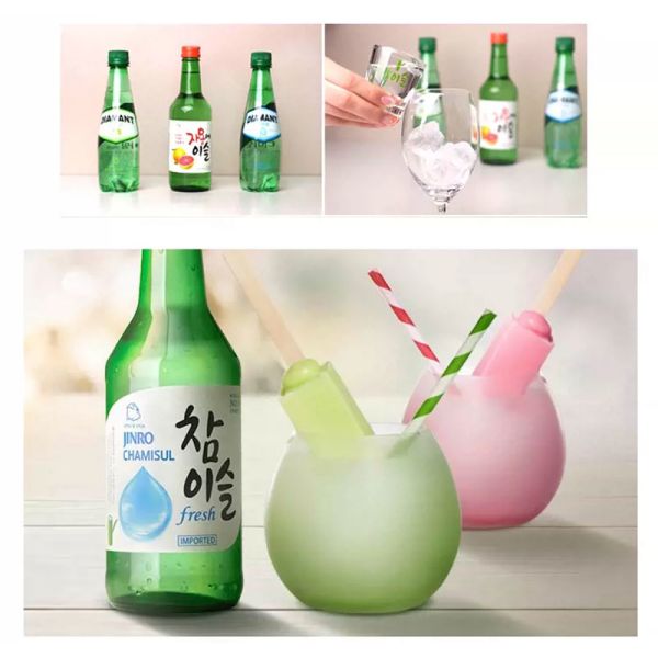 Copperplate Paper Korean Shochu Wine Bottle Sticker Packaging Label