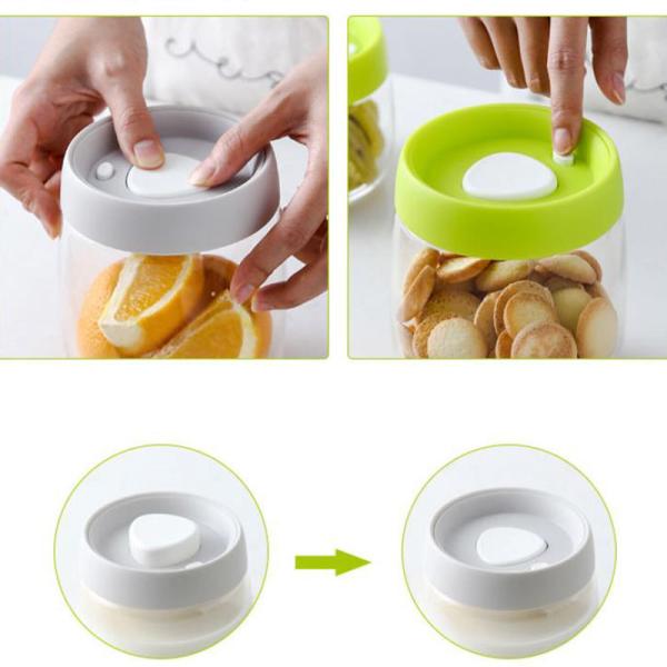 Écologique étanche à l'humidité de ménage en verre vide de pots de boîte de rangement de vide de presse
