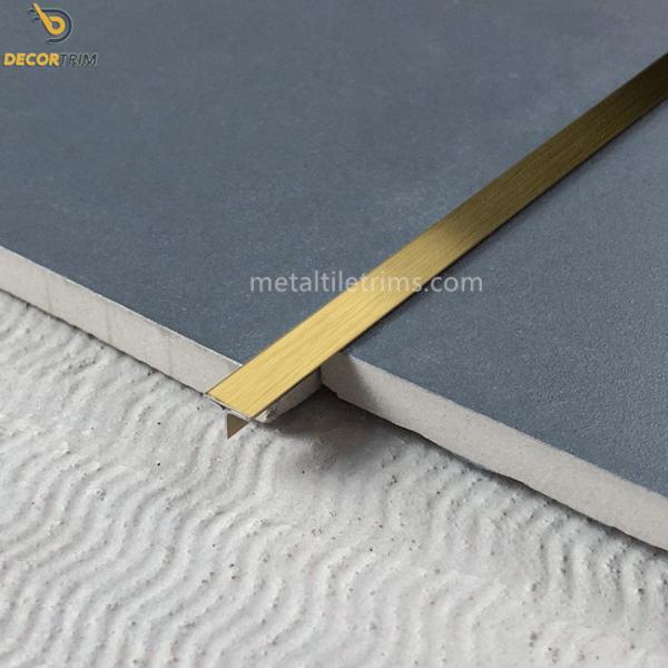 10mm Brushed Stainless Steel Tile Trim Decorative Gold T Shaped Flooring