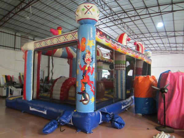 Circus Clown Themed Inflatable Fun City For Multiplay 2 - 3 Years New Inflatable Clown Obstacle Course