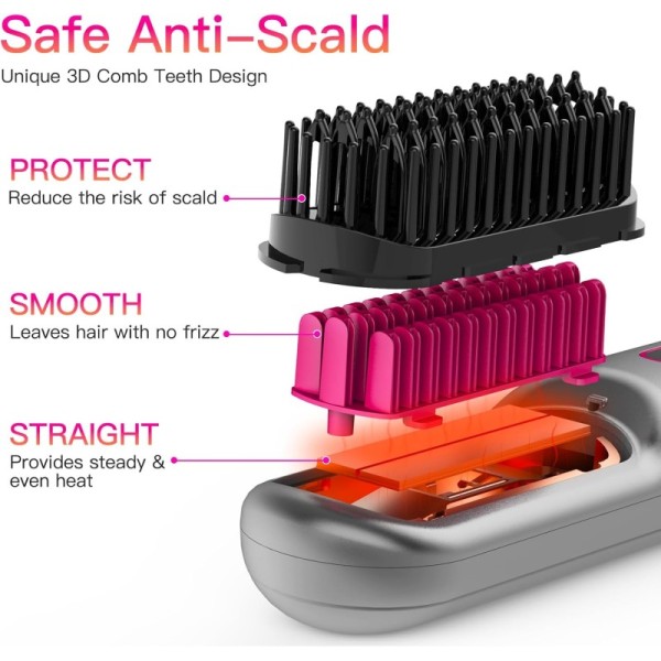 Wholesale Price High Satisfaction Salon Equipment Cordless Hot Comb Brush Light Weight Mini Hair Straightener USB 1 Year Outdoor