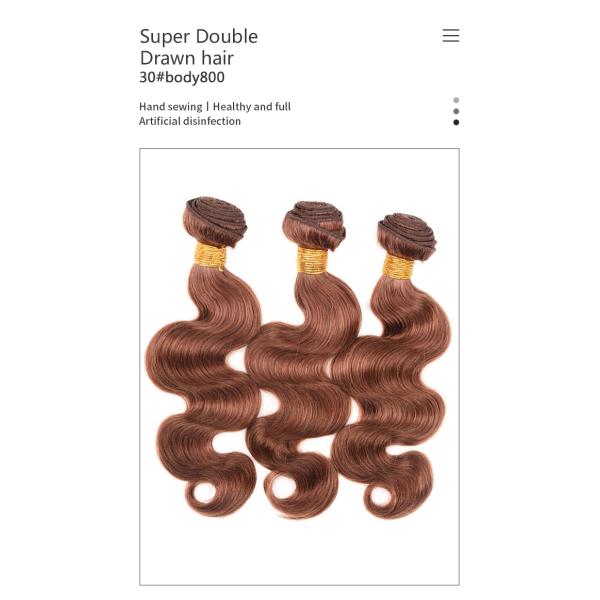 OEM Hand Sewing Colored Human Hair Extensions Color 30 Hair Bundles