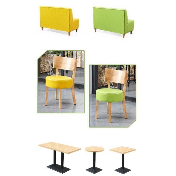 Popular Design Milk Tea Shop Booth Sofa Seating Customized Dining Table and Chairs for Restaurant Commercial Furniture for Cafe