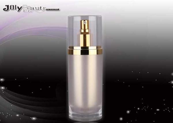 Cylindrical Gold Empty Lotion Bottles With Pump / Shoulder Holster