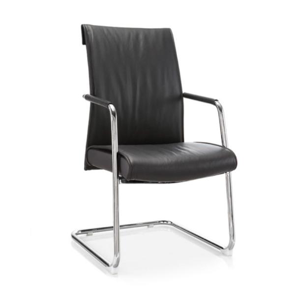 Стул для офиса из PU кожи Черный стул для конференций из кожи без колес