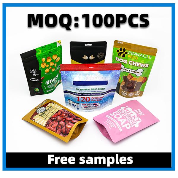 Производитель ПЭТ упаковка пищевых продуктов плоский дно Zipper пластиковый пакет для собак