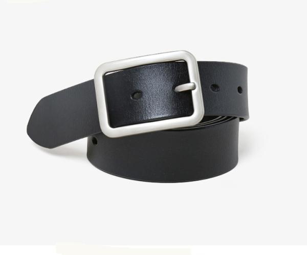 4.0cm Width Mens Casual Leather Belt Rectangle Old Silver Buckle