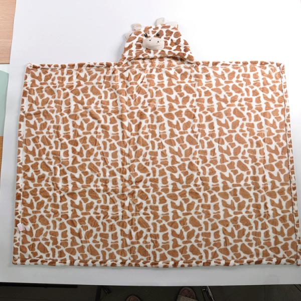Cozy Animal Flannel Hoodie Blanket Wrap Around Kids Wearable Fleece Blanket