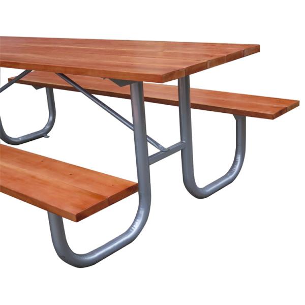SGS  sunproof 6 Seats Metal And Wood Garden Table