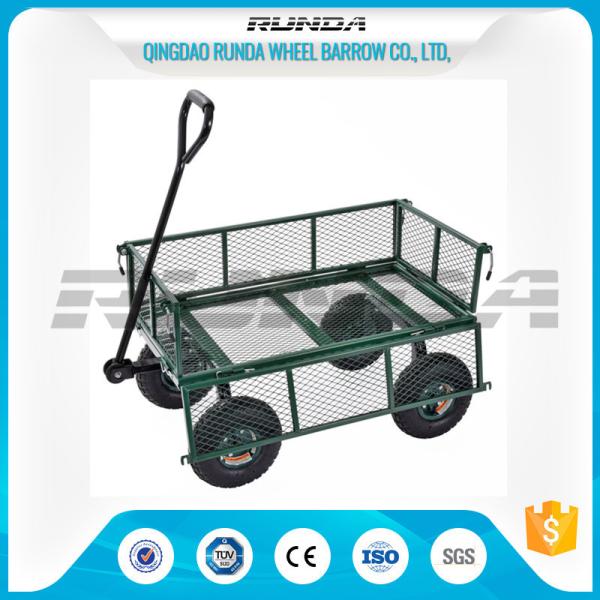 Steel Mesh 4 Wheel Garden Cart Load Capacity 150-300kg Powder Coated Finish