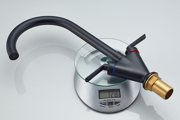 Dual Handle Waterfall Black Kitchen Faucets , Deck Mount Kitchen Faucet ROVATE