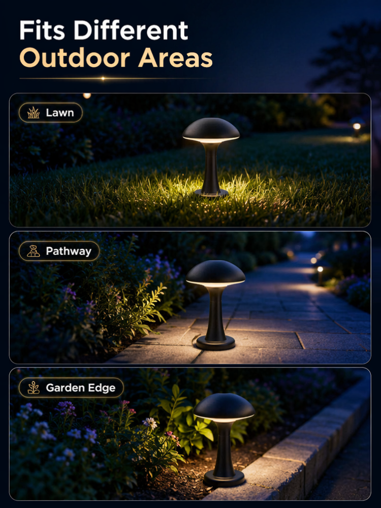 IP66 2700K Warm White LED Garden Lights Outdoor Pathway Lamp Mushroom LED Bollard Light