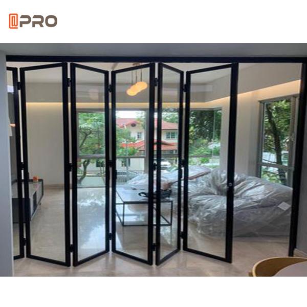 Residential 2mm glass aluminum alloy sliding folding door sliding door patio glass door energy saving heat insulation windproof aluminum swing door