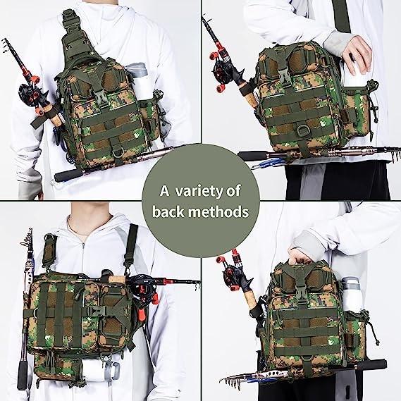 Fishing Backpack With Rod Holder Fishing Tackle Bag Fishing Gear Bag, Outdoor Camouflage Tactical Bag Fishing Bag