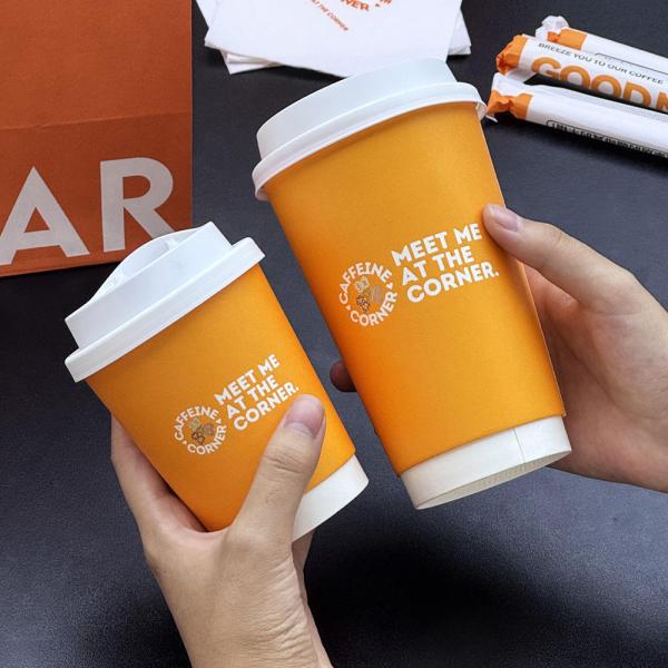 Disposable coffee cup customized 4oz 6oz 8oz 10oz 16oz 18oz single and double walled coffee paper cup with lid