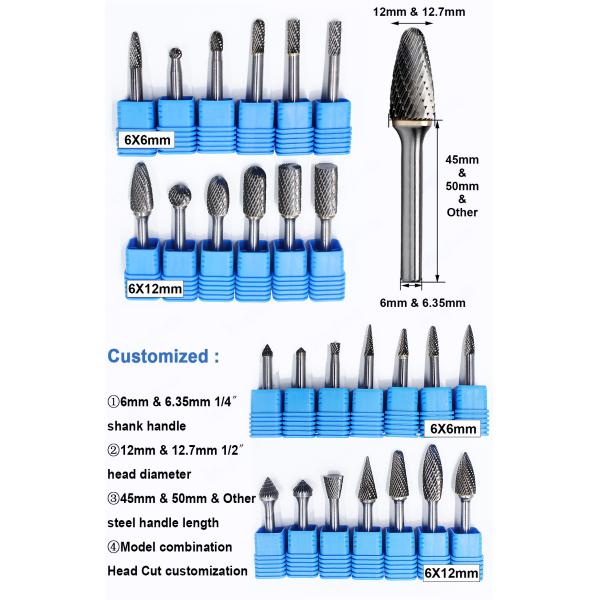 Long Shank 10 Pieces of Tungsten Carbide Burr 1/4 Inch Tool Long Drill Bit for Metal Grinding Carbide Burr Manufacturer
