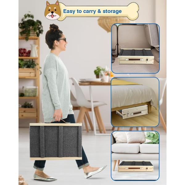 Wooden Folding Portable Pet Ramp Wooden Dog Step for Bed Pine Wood Adjustable Dog Ramp