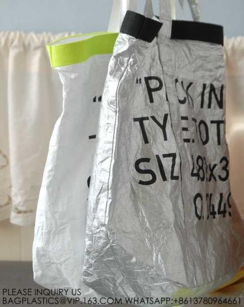 Reusable Tote Bag Waterproof Dupont Tyvek Paper Bag With Lining Custom logo printed tyvek tote shoulder shopping bag