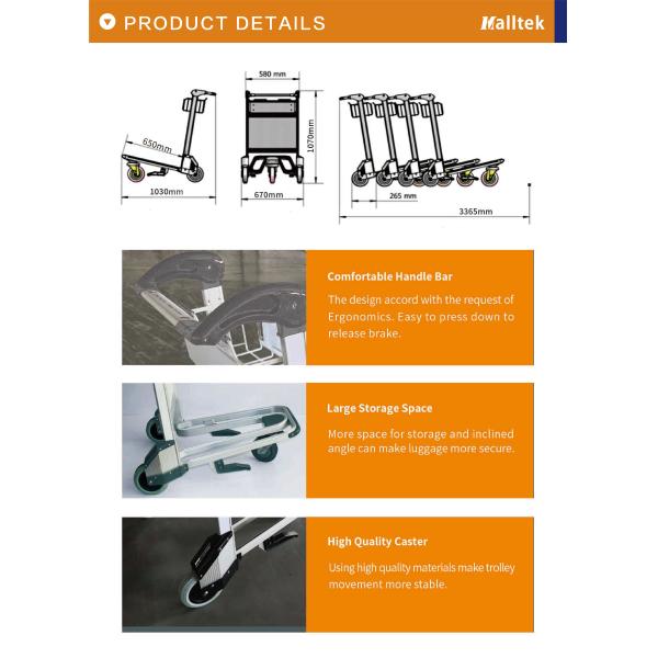 Aluminum Alloy Airport Luggage Trolley For Intermational Airport