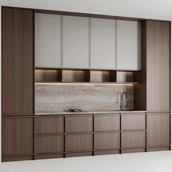 Armoires de cocina de madera de granos para villa