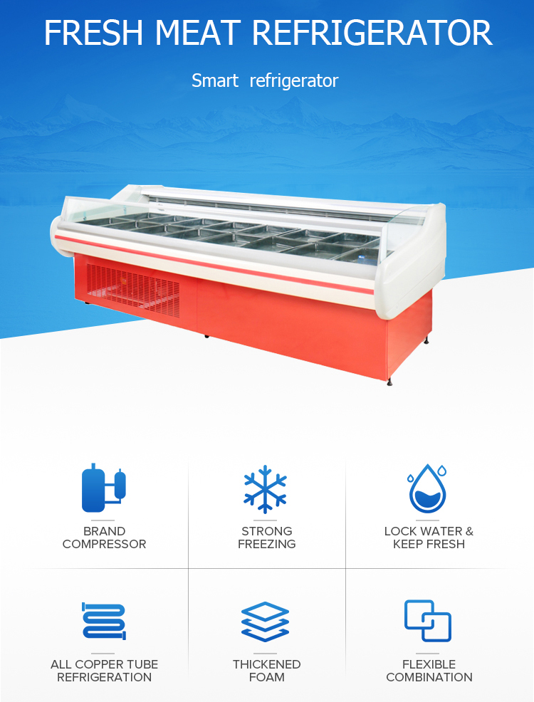 Refrigerated холодильник дисплея супермаркета переднего сальто витринных шкафов открытый