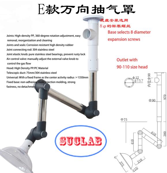 High End Laboratory Flexible Ceiling Exhaust Hood Fume Extractor With Aluminum Alloy