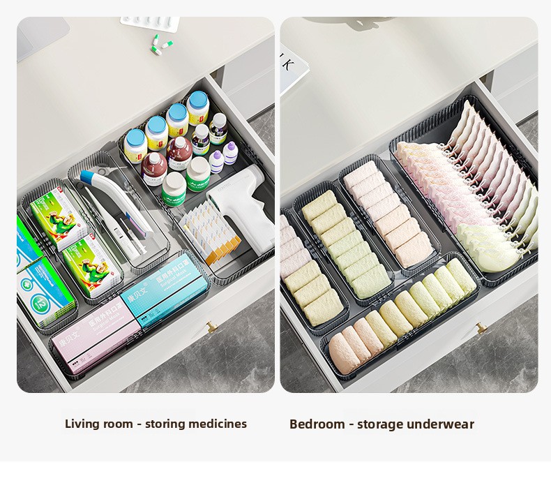 Minimalist Acrylic Drawer Organizer Durable Clear Storage Box Desktop Cosmetic Case for Makeup Lipstick Kitchen Cutlery Utensils