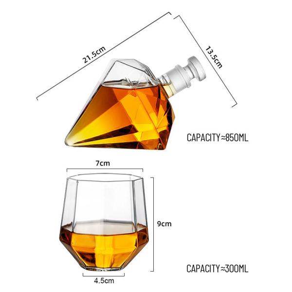 Aérateur de décanteur de whisky à cristaux artisanaux en vrac 850 ml Carafe de luxe