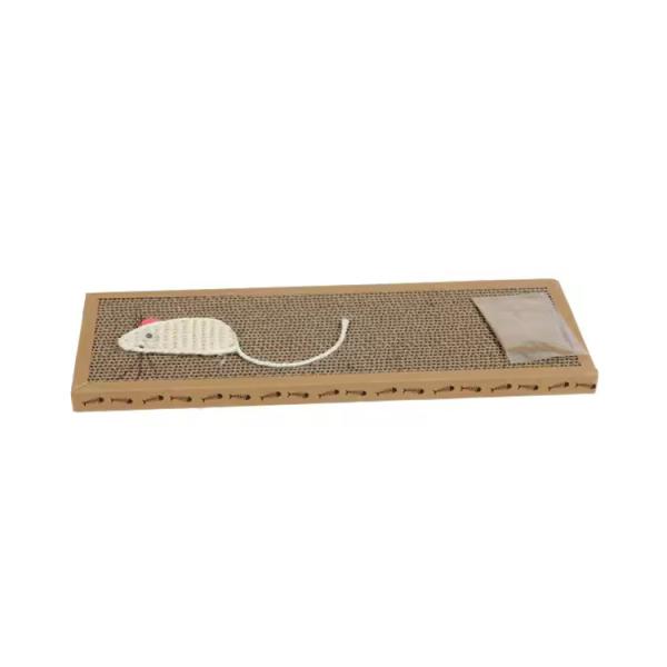 Eco Friendly Corrugated Cardboard Cat Scratcher with Fish Mouse Shape Decoration for Indoor Cats Play