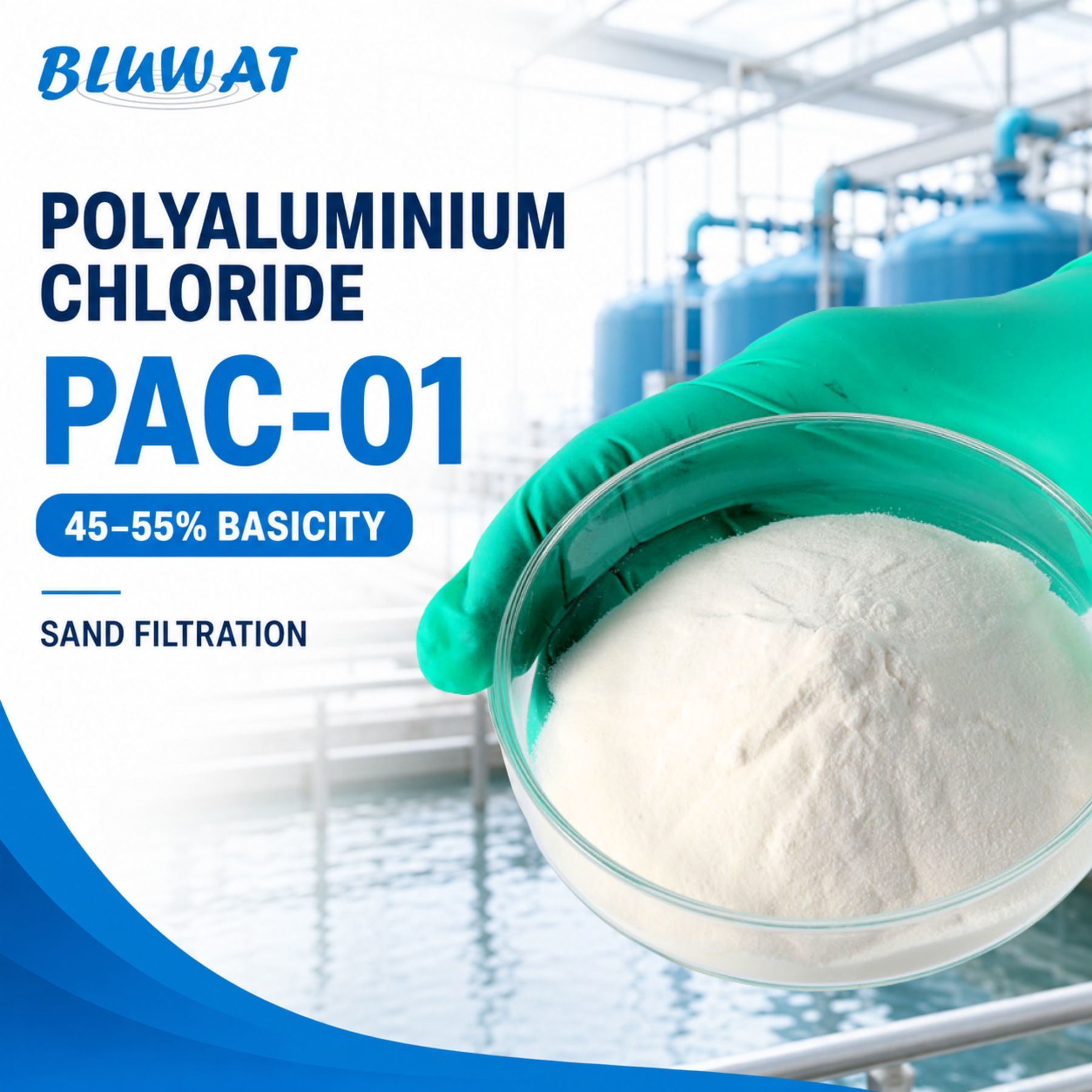 45-55% Basicity 25kg Bag PAC-01 Polyaluminium Chloride for Sand Filtration Pretreatment